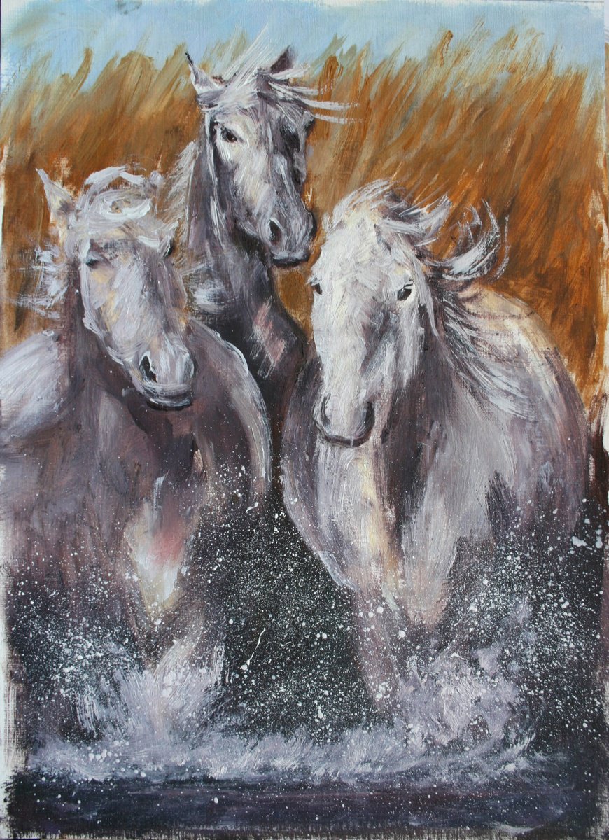 Horses  /  ORIGINAL OIL PAINTING by Salana Art Gallery