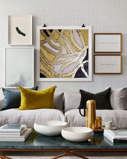 Abstract painting Infinite memories, 70x70 cm, original / modern stripe art / decor / design by Larissa Uvarova