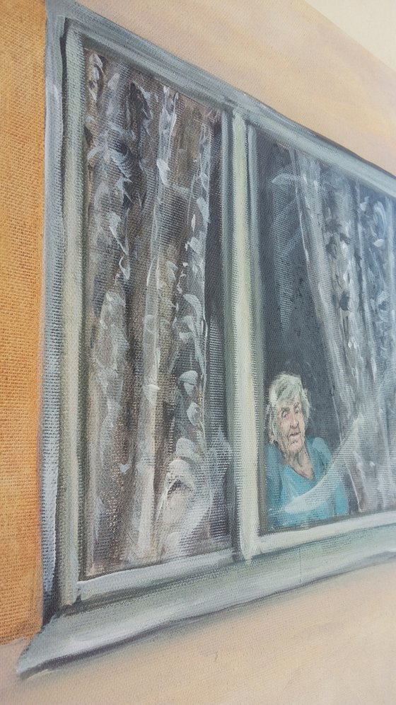 "Grandma home alone" from the quarantine series entitled "Loneliness in the City"