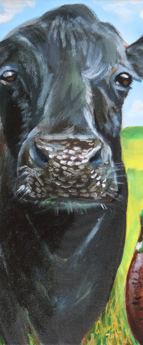 Cow and a Pheasant by Gordon Bruce