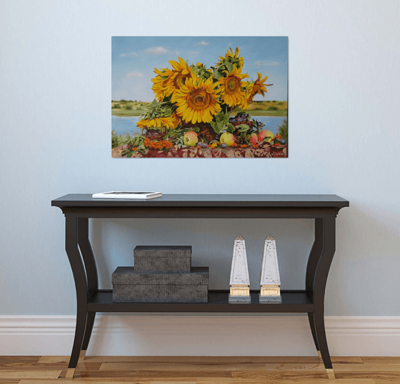 Sunflowers Painting Fruits Art