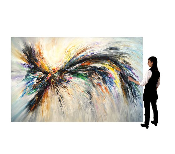 Black And White Wings XXXL 1, extra large painting ! Rolled canvas