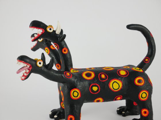 Black Cerberus with Colored Circles