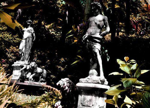 Statues in Tropical Garden by Alex Solodov