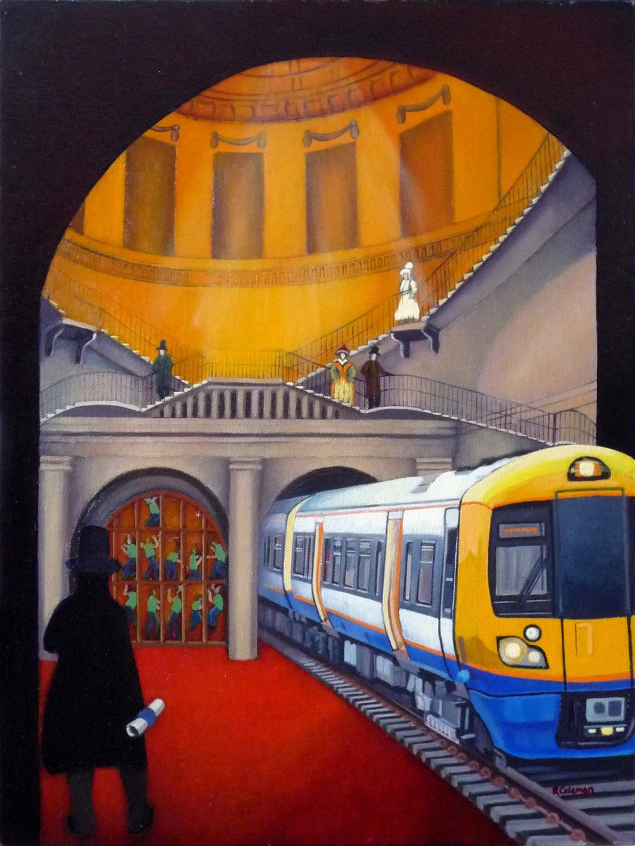 Cityscapes Oil Painting By Rebecca Coleman, 16 X 20", The Thames Tunnel At Rotherhithe, Original Artwork