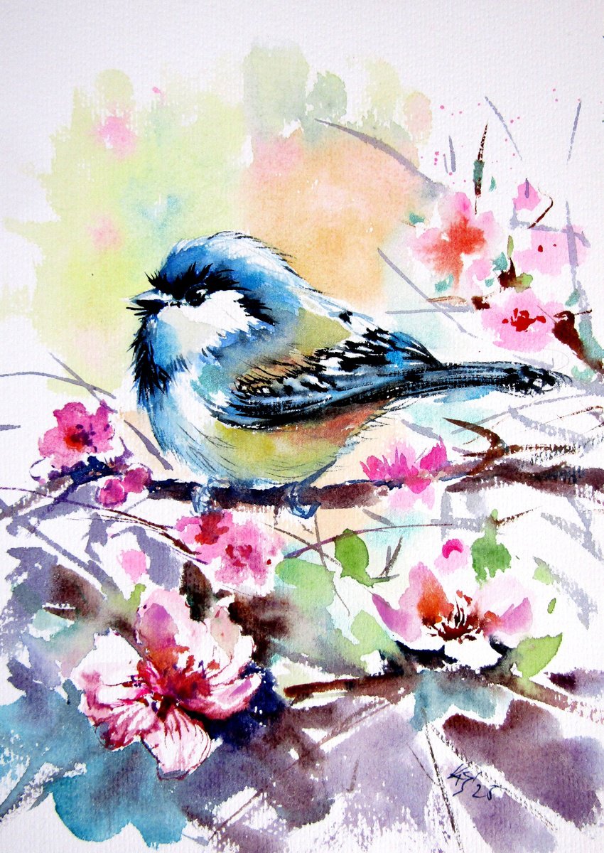 Impressionistic Watercolour , Bird Xii By Kovacs Anna Brigitta, 7 X 11, Artwork For Sale On Artfinder