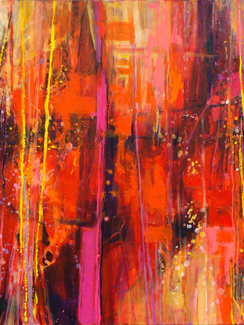 Pinks mauve and red abstract by Patricia Clements