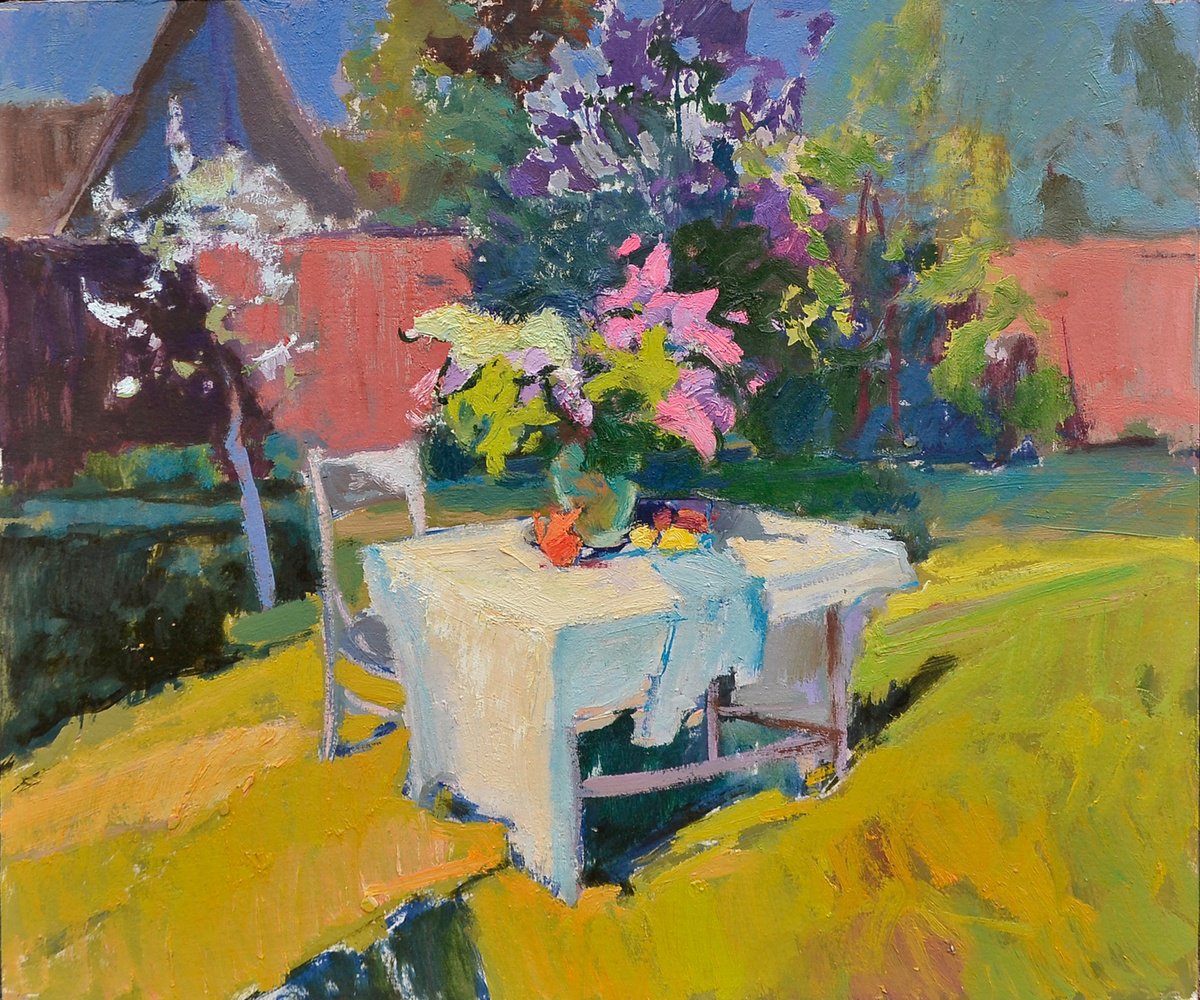 Impressionistic Botanical Oil Painting By Alexander Shandor, 24 X 20, Floral Breath, Original Artwork