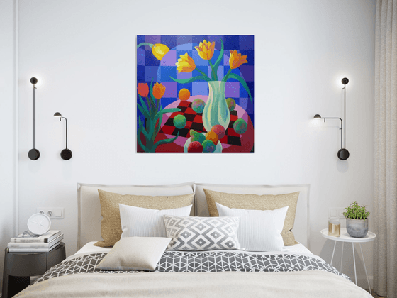 FRUITS AND FLOWERS UNDER SPOTLIGHT