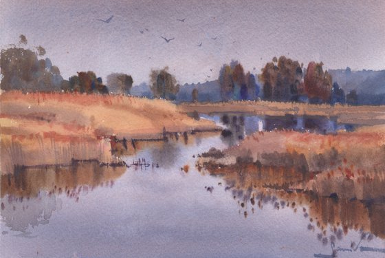 Landscape painting watercolor