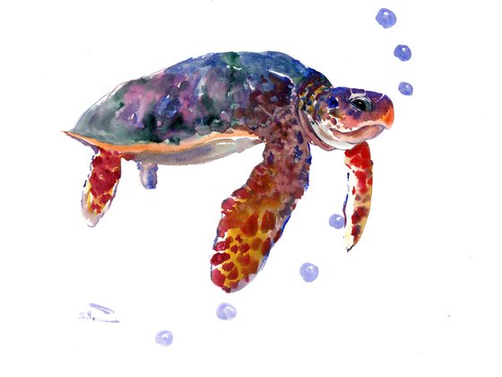 Sea Turtle watercolor artwork