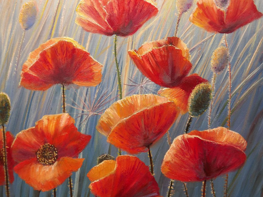 Poppies 2 Oil Painting By Oleg Riabchuk | Artfinder