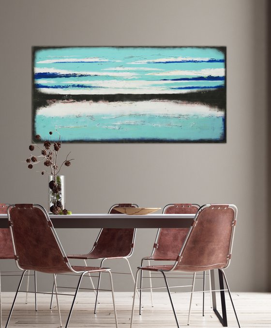 Original Abstract Painting - Oceanic Landscape - 140x70cm - Ronald Hunter - 25O