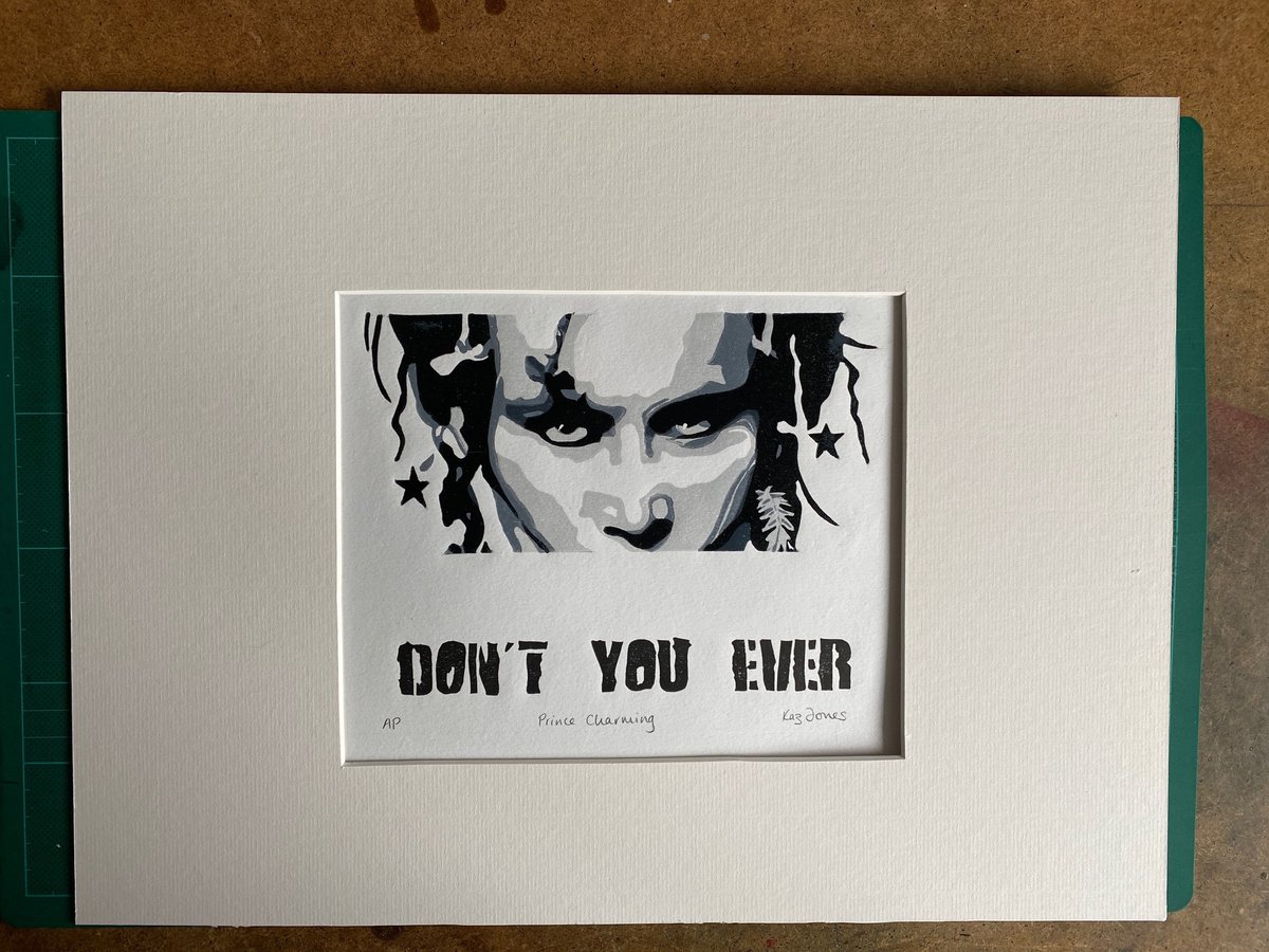 Impressionistic Portrait Linocut By Kaz Jones, 12 X 8", Prince Charming, Original Artwork