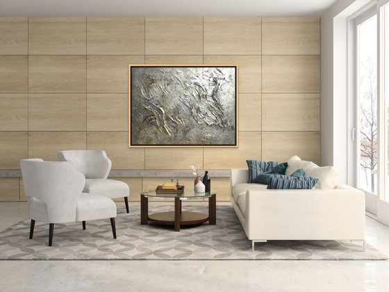 GOLDEN KISSES II. Extra Large Abstract Beige Gold Brown Textured Painting. Modern Art Neutral Colors, Abstraction Landscape Contemporary Artwork for Living Room or Bedroom