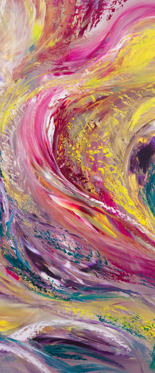 Fragrance of flowers, expressionist textured painting, 70x90 cm by Davide De Palma