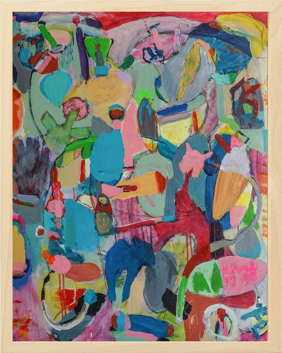 Organic Abstract Acrylic Painting By Geert Lemmers Fpa, 33 X 41, We Want To Be Heard Opus Ii Pa, Original Artwork