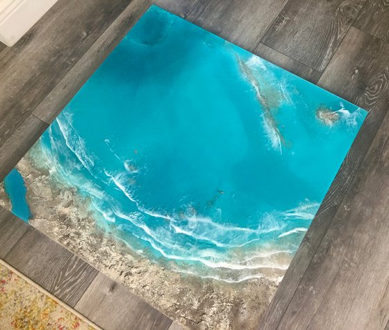 White Sand Beach - Aerial Ocean Painting