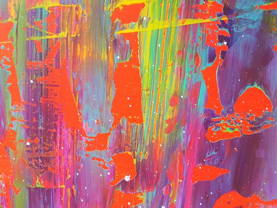 Crazy April - XXL triptych colorful palette knife painting