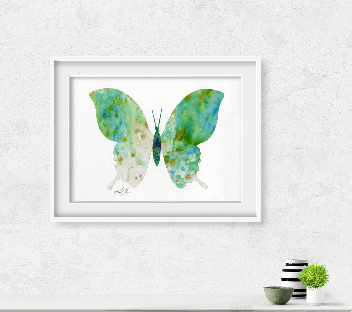 A Butterfly Story -2 - Abstract Minimal Butterfly Painting Collage by Kathy Morton Stanion by Kathy Morton Stanion