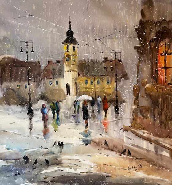 Sold Watercolor “Moody Winter Day” perfect gift