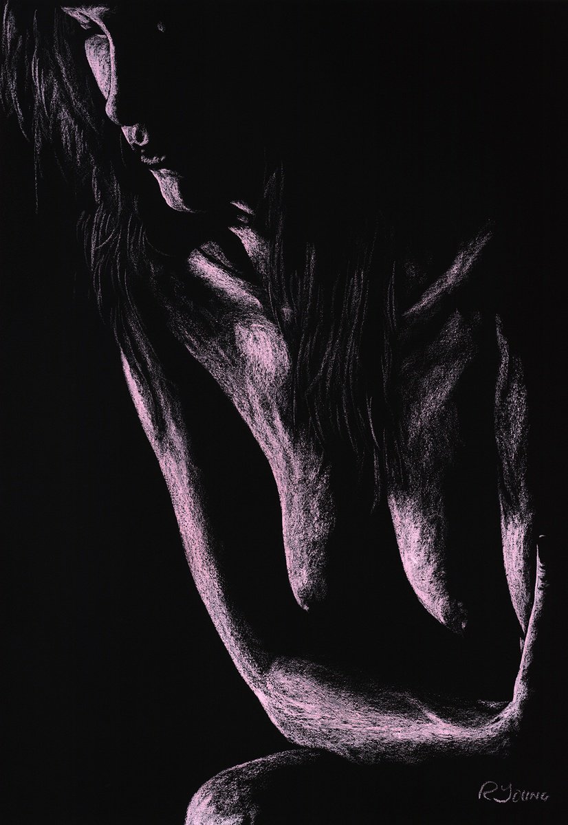 Photorealistic Portrait Pastel Drawing By Richard Young, 24 X 31", Recollections, Original Artwork