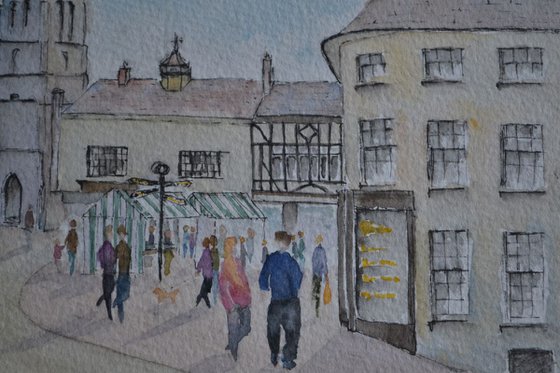 Market Day in Stamford - Original Pen & Wash