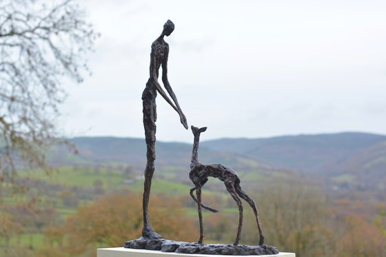 "Girl and Fawn" Trust in Foundry Bronze metal