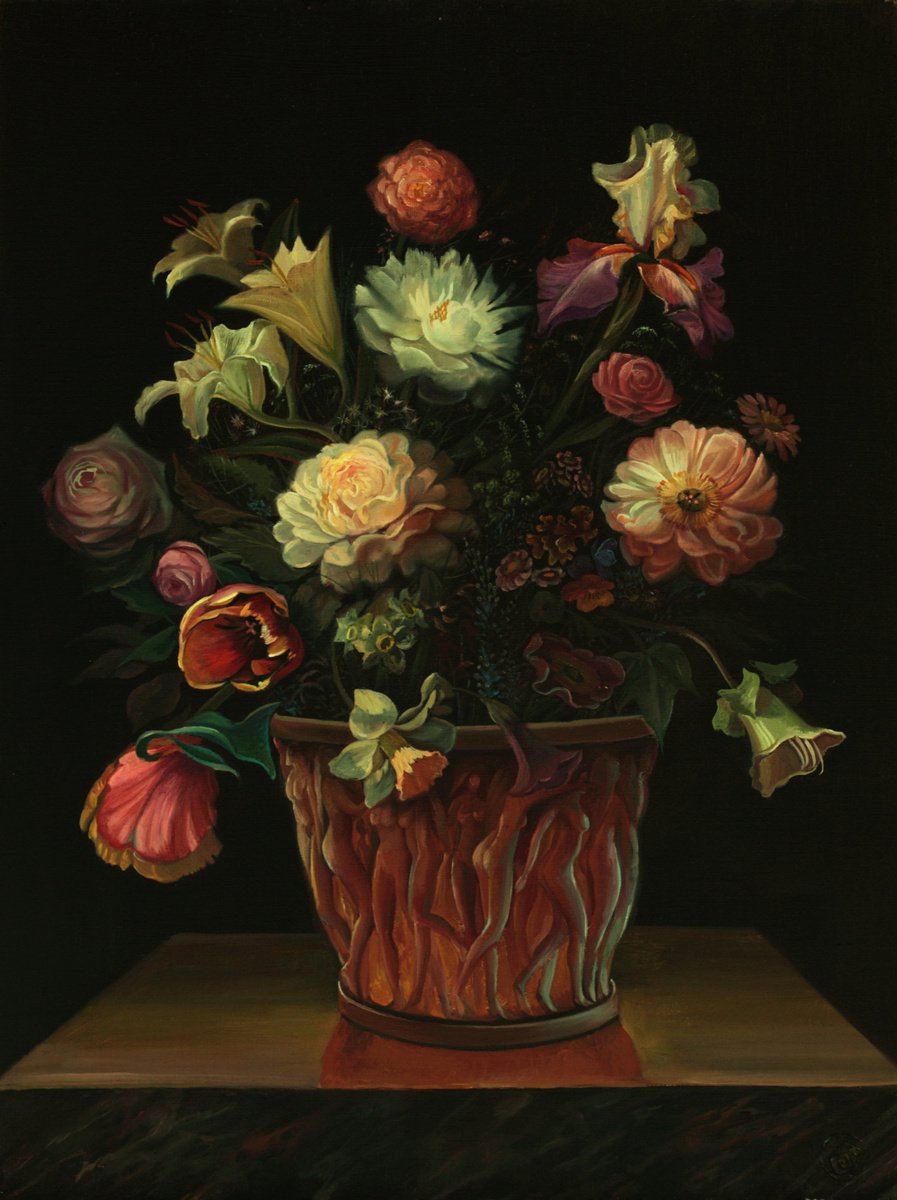 Flowers in a vase by Sergey Lesnikov