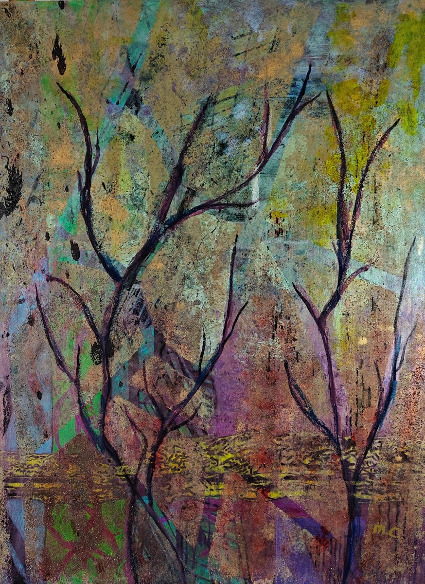 Expressive Painting , No 3. Just Trees By Mieke Van Os, 24 X 35, Artwork For Sale On Artfinder