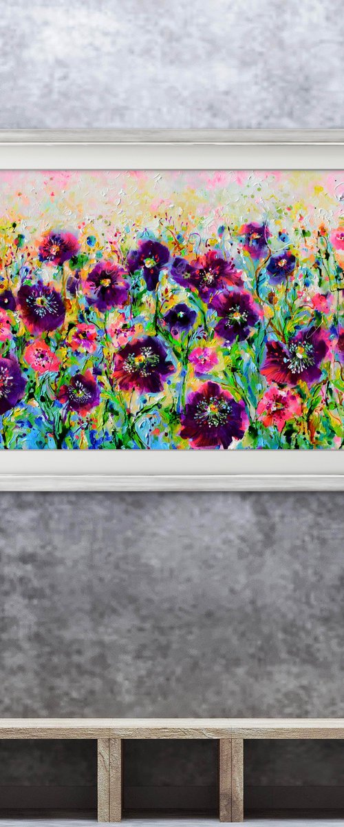 Opium Poppy Field, Purple Poppies by Soos Roxana Gabriela