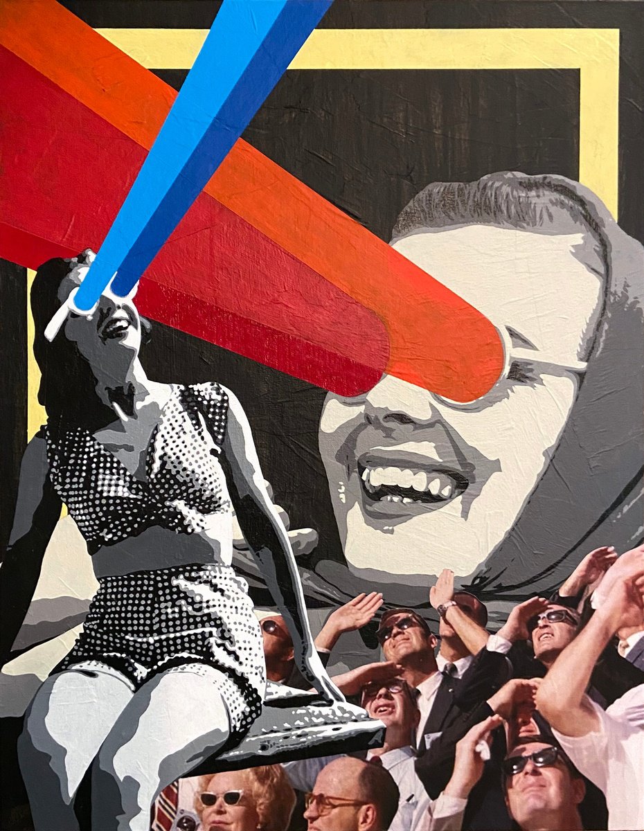 Urban And Pop Portrait Acrylic Painting By Mike Ferrari, 22 X 28", Sightseers, Original Artwork