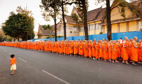 Monks procession in Phnom Penh