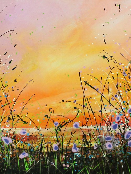The Sea Of Tranquility - Large  landscape painting by Cecilia Frigati