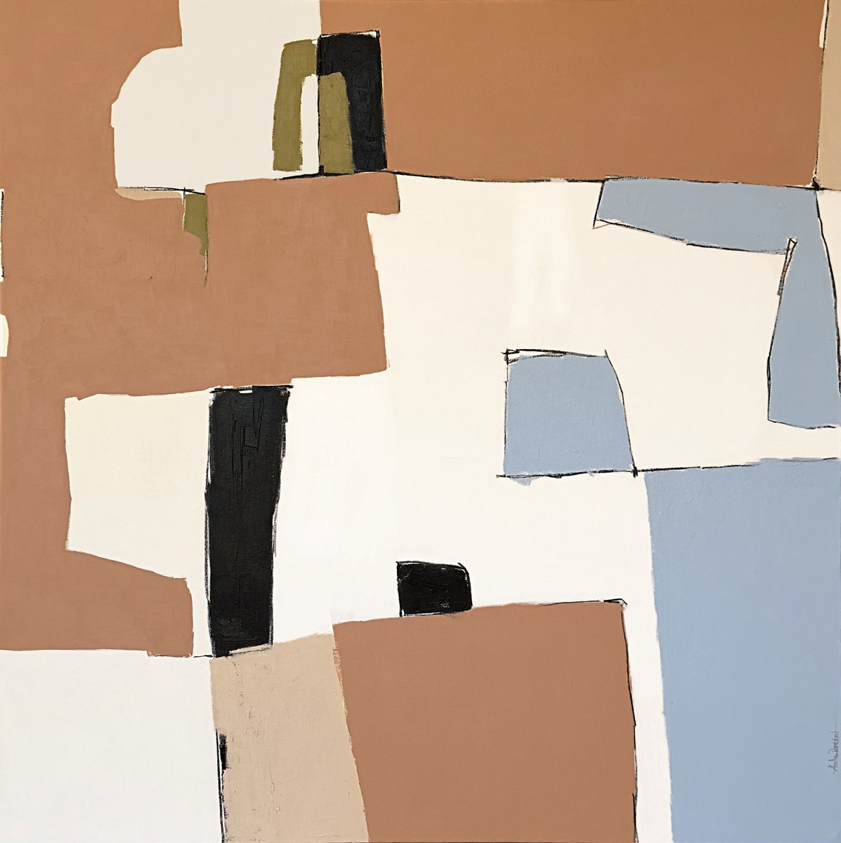 Geometric Abstract Acrylic Painting By Andrea Reichhart, 35 X 35, Summer Love Study Ii, Original Artwork