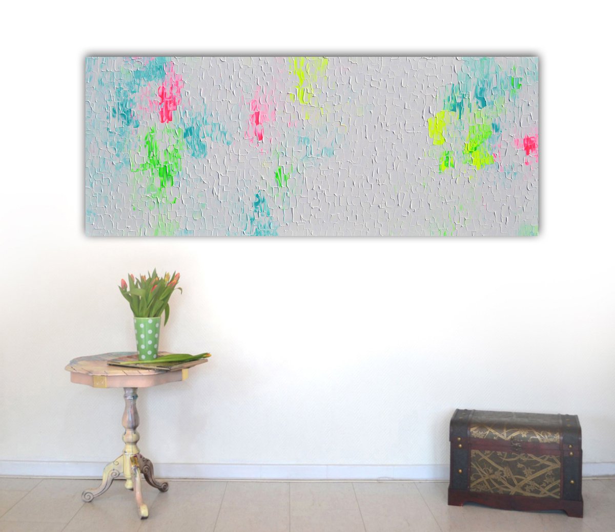 Abstract Acrylic Painting By Soos Tiberiu, 59 X 24", Tranquil Ix, Original Artwork