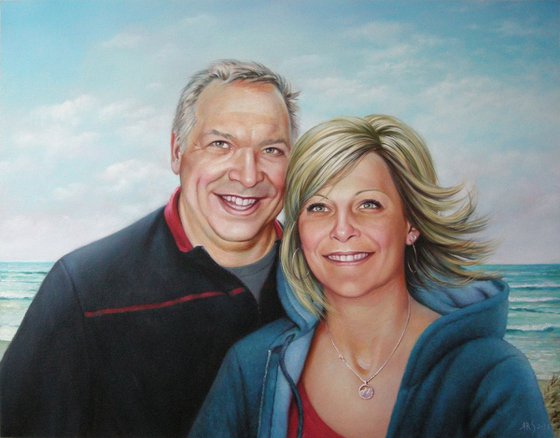 SEA BREEZE - COMMISSION ARTWORK - (Double Oil Painting Portrait)