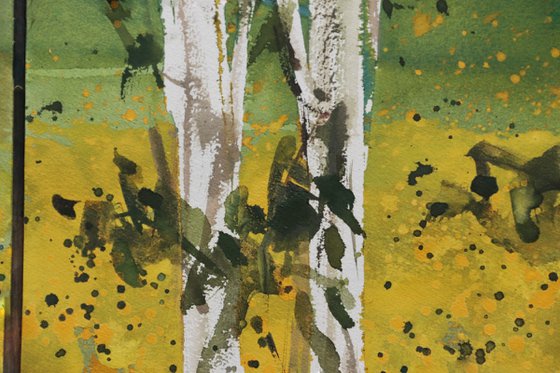 Sunflowers composed with trees