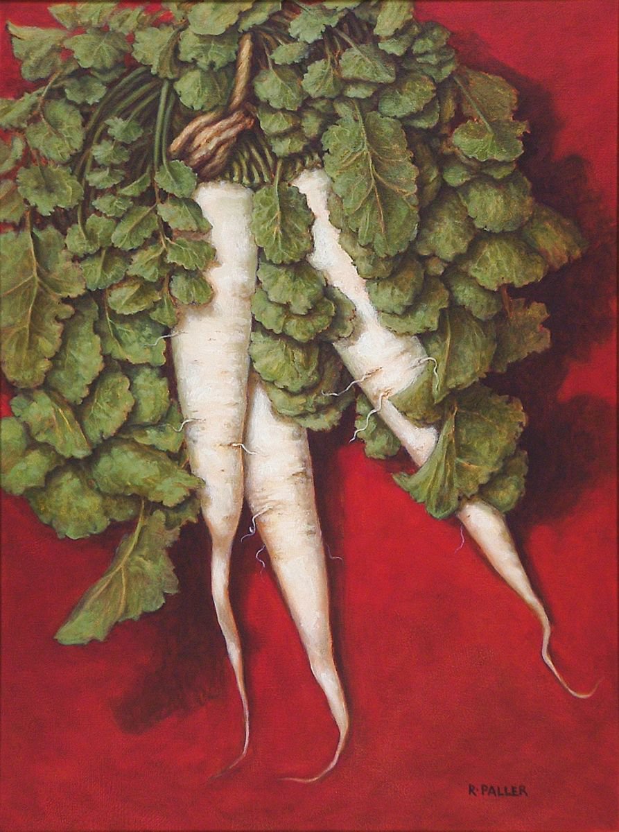 Photorealistic Still Life Oil Painting By Rick Paller, 18 X 24", Radishes, Original Artwork