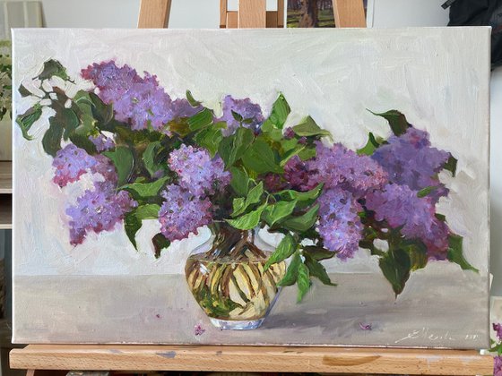 Oil Painting Still life with Lilac