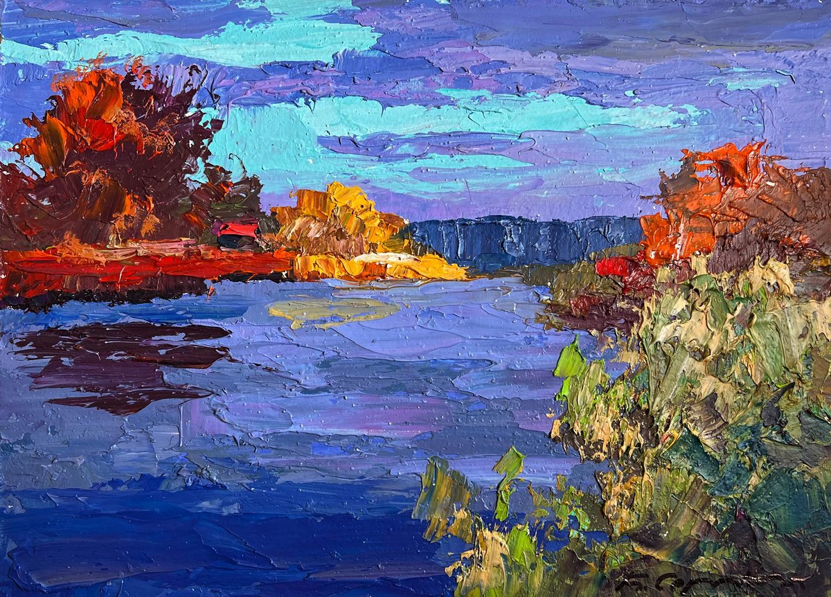 Evening On The River By Boris Serdyuk, 11 X 8, Artwork For Sale On Artfinder
