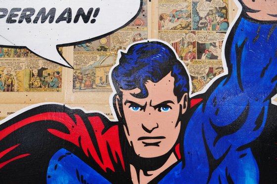 Man of Steel 140cm x 100cm Textured Comic Book Page Urban Pop Art