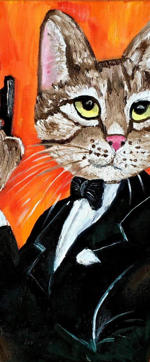 Cat  James Bond 007, Cats never die #5 by Olga Koval