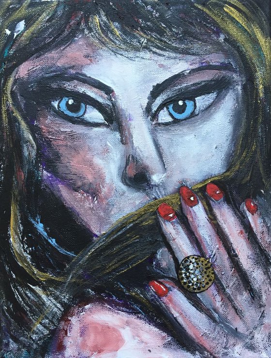 Her Ring Face Portrait Woman Face Beautiful Paintings Girl Face Portraits Art For Sale Buy Art Online Gift Ideas 30x23cm Free Shipping Worldwide