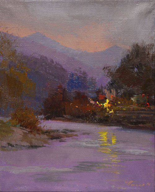 Landscape painting titled "Light above Water" by Yuri Pysar