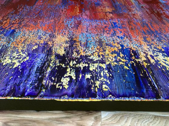 "Sound Wave" - FREE WORLDWIDE SHIPPING - Original Large PMS Oil Painting On Canvas - 48 x 24 inches