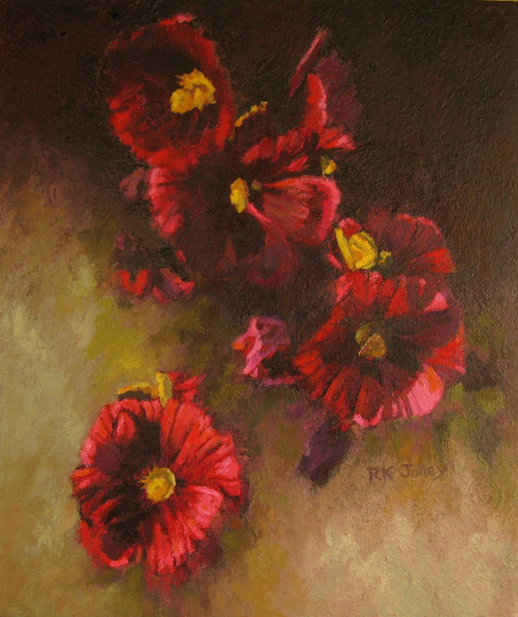 Arrangement of Hollyhocks by Richard K. Jolley