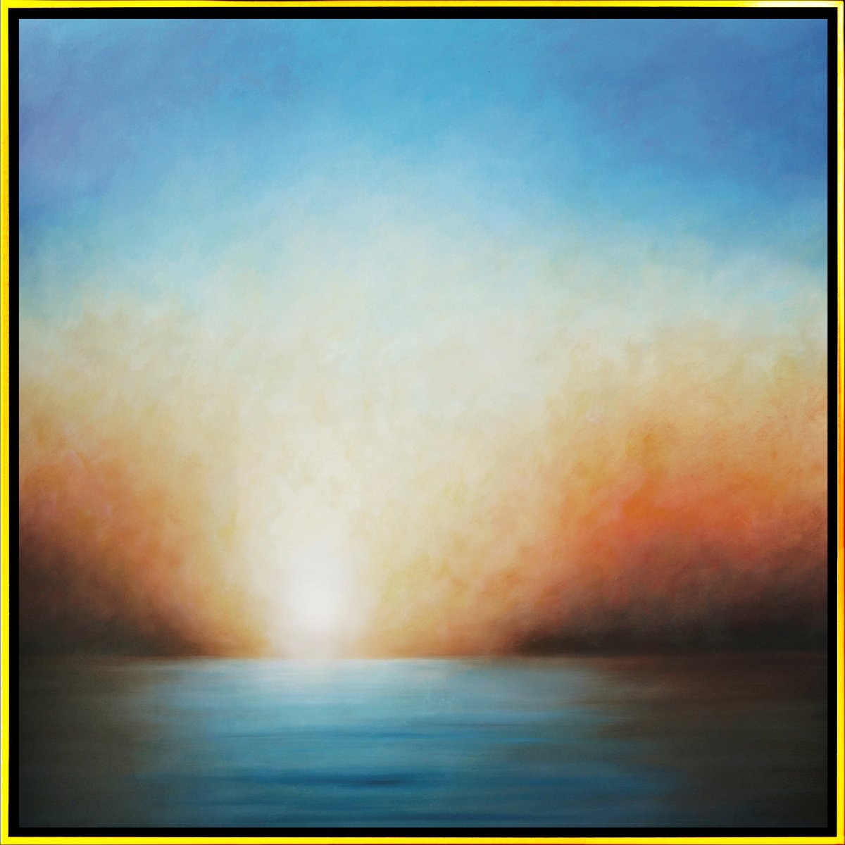 Impressionistic Landscape Oil Painting By Waldemar Kaliczak, 41 X 41", Misty Sunrise, Original Artwork