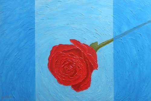 Forever Lovely - spring shower red rose painting; gift ideas; home, office decor by Liza Wheeler
