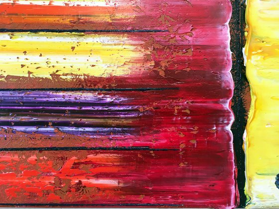 "All Roads Lead Here" - FREE USA SHIPPING + Special Price - Original PMS Abstract Oil Painting On Canvas - 36" x 12"